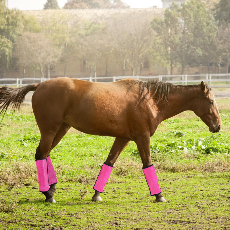 Boots for Horse,4 Set Mesh Shoo Boots for Horses,Horse Boots Reduce Stomping,Hoof Damage and Leg Fatigue (Pink) Pink - PawsPlanet Australia