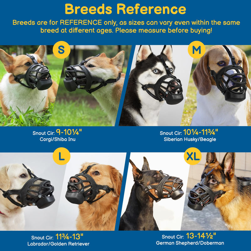 BARKLESS Basket Muzzle for Large Dogs, Humane Muzzle to Prevent Biting and Scavenging, Snap-on Treat Cover Helps Dogs Acclimatize Mouth Cover, Adjustable Mouth Guard for Positive Training, Grooming Black L - PawsPlanet Australia