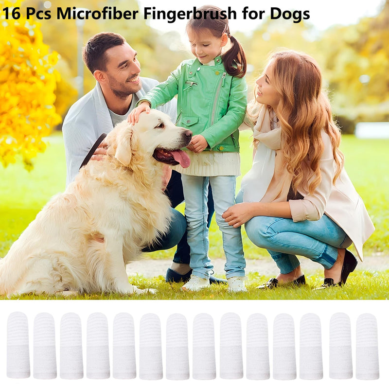 Pack of 16 Dog Toothbrushes Fingerling Reusable Toothbrush Dog Finger Cots Dog Dental Care Teeth Cleaning Pet Dog Anti-Plaque Finger Toothbrush for Dogs Cats Dental Care