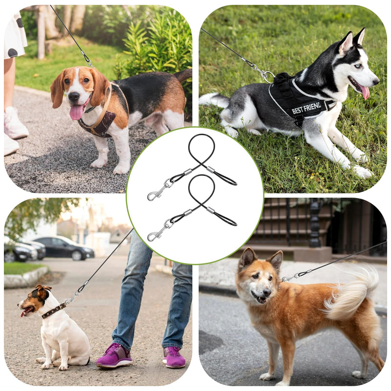 Xindojuz 2 PCS Chew Proof Dog Leash Extender for Training, Retractable Dog Leashes Heavy Duty for Small Dogs, No Tangle Multiple Two Dogs Leashes for Collars & Harnesses (Black, 15.75 Inch/40 cm) Black - PawsPlanet Australia