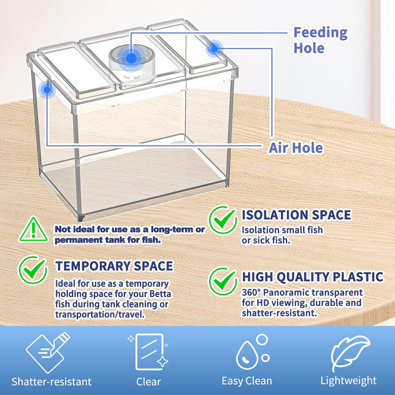 Mini Betta Fish Tank, Small Fish Bowl for Temporary Space, 0.2 Gallon Stackable Cube Tank with Artificial Plants and Gravels for Small Fish, Insect, Shrimp, Crab, Spider. (Pack-1) MiniTank 02 - PawsPlanet Australia