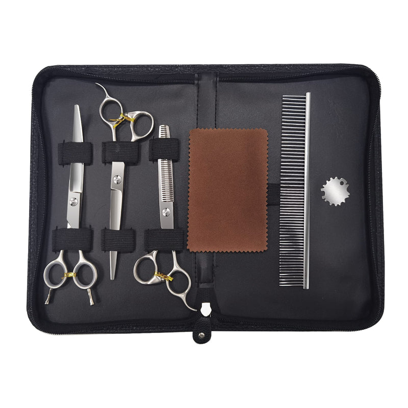 Fenice Peak 3pcs Dog Grooming Scissors Set Straight Thinning Curved Shears Stainless Steel Shears for Pet Grooming Sharp and Durable with Case Suitable for home users and Professional Groomer 6.5‘’thin+8.0‘’cut+7.5‘’curved - PawsPlanet Australia