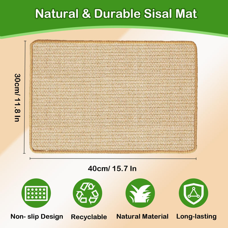 Rabbit Scratching Pad, 16 x 12 Inch Natural Sisal Bunny Scratch Mat Scratcher Mats Claws and Teeth Care for Biting Sleeping Nesting Small Animal Bedding Bed Play Toy (Beige+Brown, 2Pcs) Beige+Brown 2pcs 15.7 x 11.8 in - PawsPlanet Australia