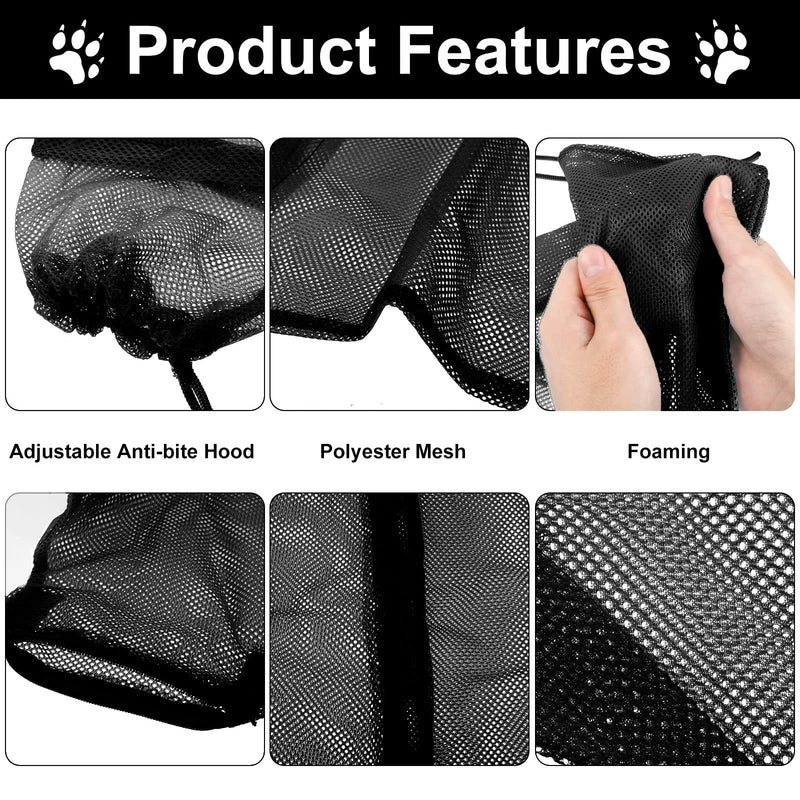 Patelai 5 Pcs Cat Bathing Bag Set Cat Grooming Bag Adjustable Pet Shower Net Bag Muzzles Nail Clipper Tick Remover Tool Massage Brush (Black White) Black White