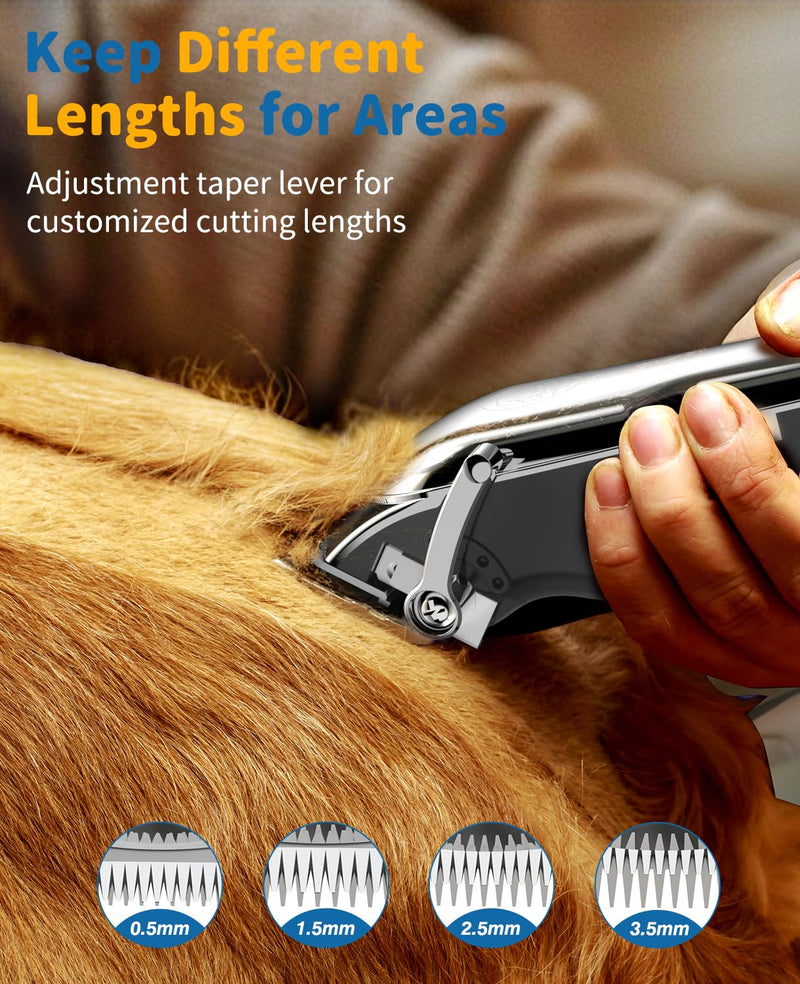 Cordless Dog Clippers for Grooming Professional for Thick Hair Coats, Low Noise Shaver Dog Grooming Kit with LED Display, Razors Dog Hair Shears Ceramic Blade, Pet Hair Trimmer for Dogs Cats (MS041) 7000 rpm - PawsPlanet Australia