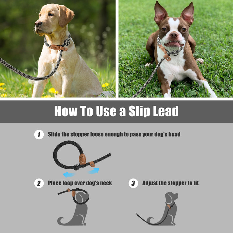 Mile High Life Slip Leads for Dogs | Heavy Duty Dog Training Leash | 5 Feet No Pull Slip Leashes w Leather Tip | Braided Rope Lead for Dogs Outside Braided Rope-Camel - PawsPlanet Australia