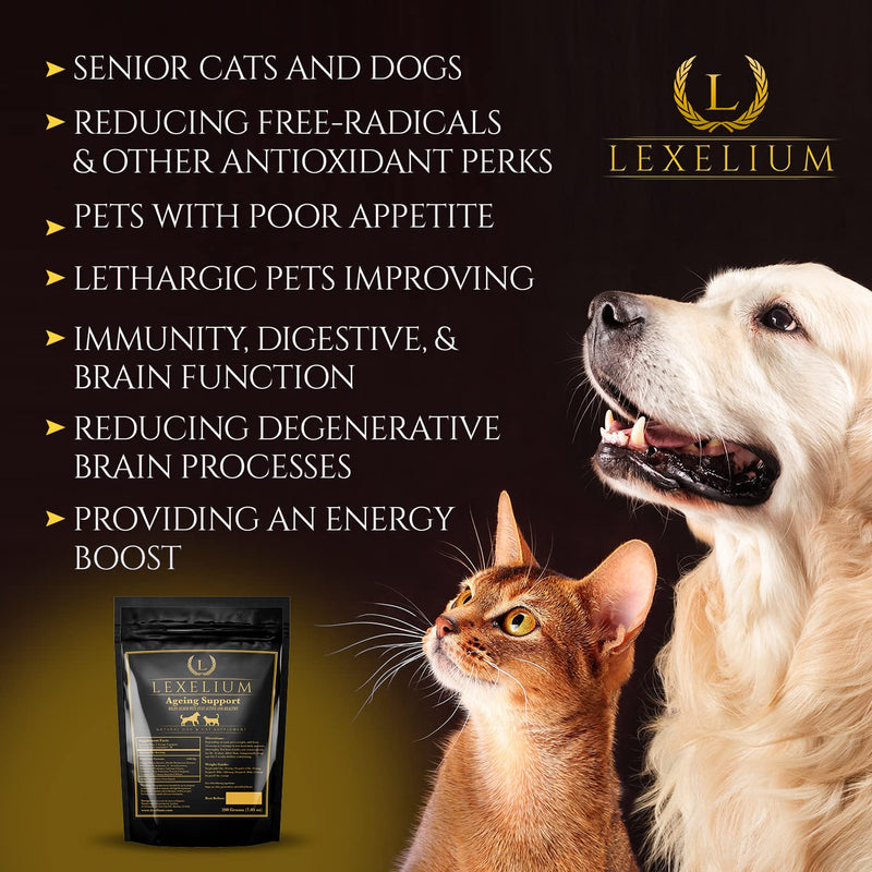 Antioxidant for Senior Dogs and Cats - Provides Comprehensive Liver, Bone, Brain and Immunity Support – Reduces Free Radicals – Organic Energy Booster for Older Dogs and Cats - 200G