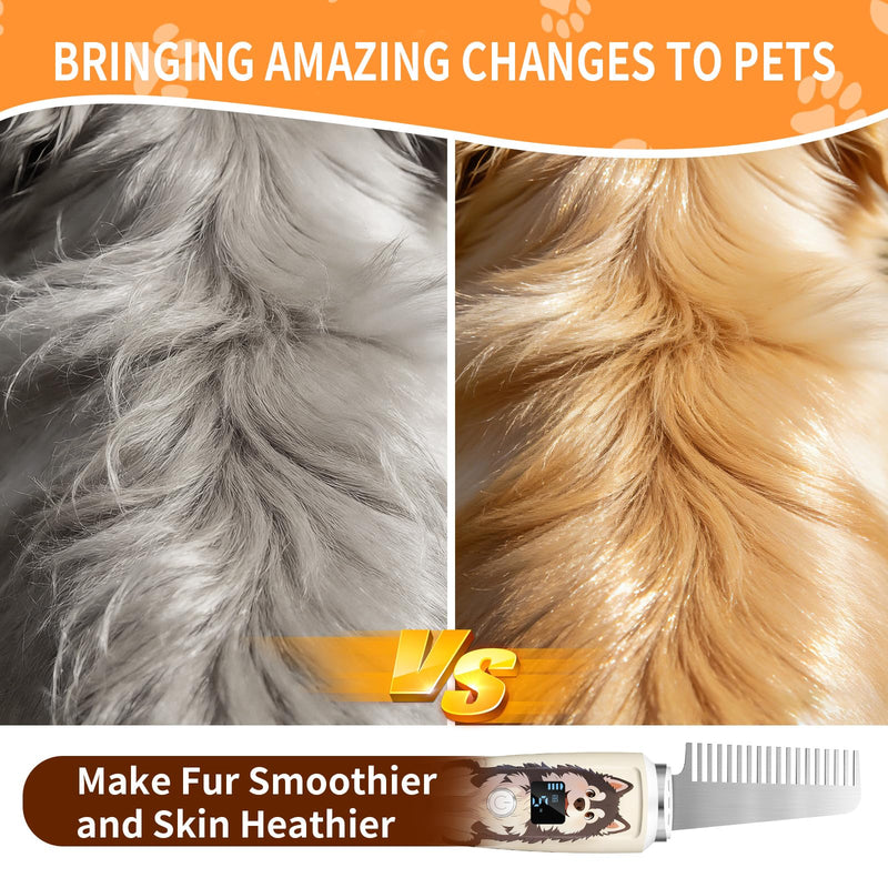Ultrasonic Fur Care Comb for Pet, Vibration Atomization Conditioning Oil Comb for Dogs and Cats Shining Smoothing Hair - PawsPlanet Australia