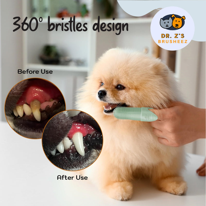 DR. Z'S GOODEEZ Pet Toothbrush for Dogs and Cats. Food Grade Silicone 360° Finger Brush. USA Dentist Approved!! - PawsPlanet Australia
