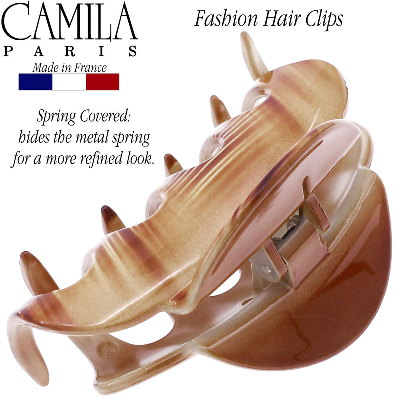 Camila Paris CP3216 French Hair Clip for Women for Thick Hair for Long Curly Wavy Hair, Large, Girls Hair Claw Clips Jaw Styling Hair Accessories for Women, Strong Hold No Slip Grip, Made in France Brown - PawsPlanet Australia