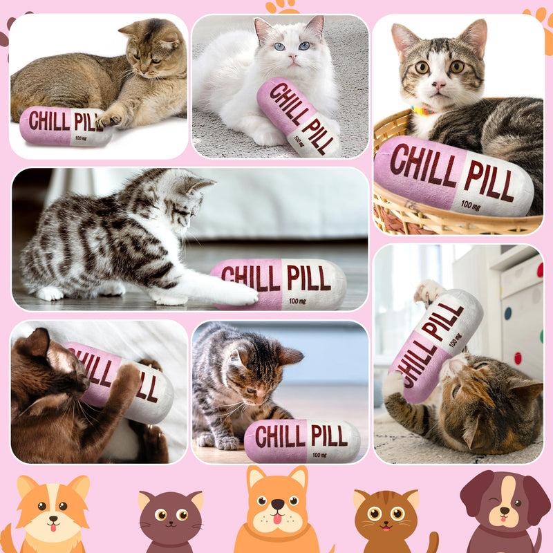 CUweipeng Funny Chill Pill Dog Toy - Interactive Dog Teething Squeak Toys Squeaky Pet Toy Indoor Bite Kick Plush Dog Cat Play Toys Supplies for Puppies Small Dog Pet Present Cats Pet Lovers Gift #Pink Pink - PawsPlanet Australia