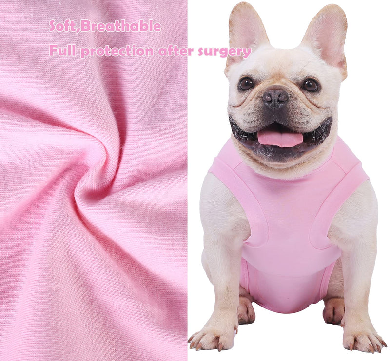 Dog Surgery Recovery Suit - After Spay, Abdominal Wounds Post Surgical Recovery, Anti Licking Breathable Dog Onesies for Small, Medium & Large Pet, Alternative Bandages Cone E-Collar Small (Back length: 12.2") Pink Suit - PawsPlanet Australia