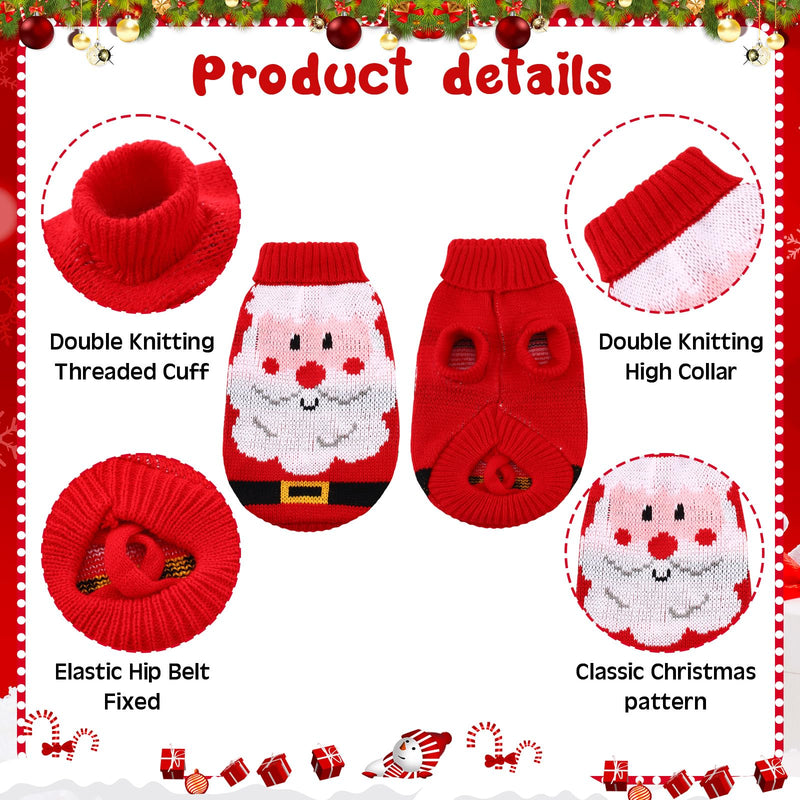 4 Pcs Puppy Christmas Sweater Dog Ugly Xmas Santa Knitted Sweater Small Dog Christmas Outfit Pet Winter Holiday Knitwear Cat Turtleneck Knitwear for Pet Kitten Puppy(M) M - PawsPlanet Australia