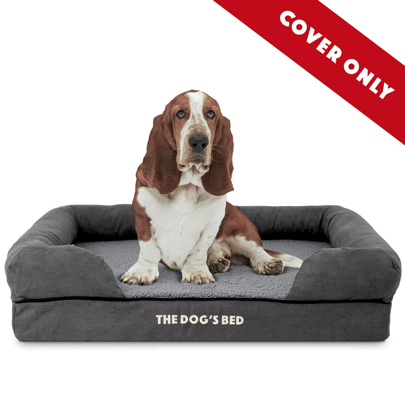 The Dog's Bed Replacement Outer Cover ONLY (Outer Cover ONLY - NO Bed, NO Waterproof Inner) for The Dog's Bed, Washable Plush Fabric, Large Grey Plush Large Spare Cover - PawsPlanet Australia