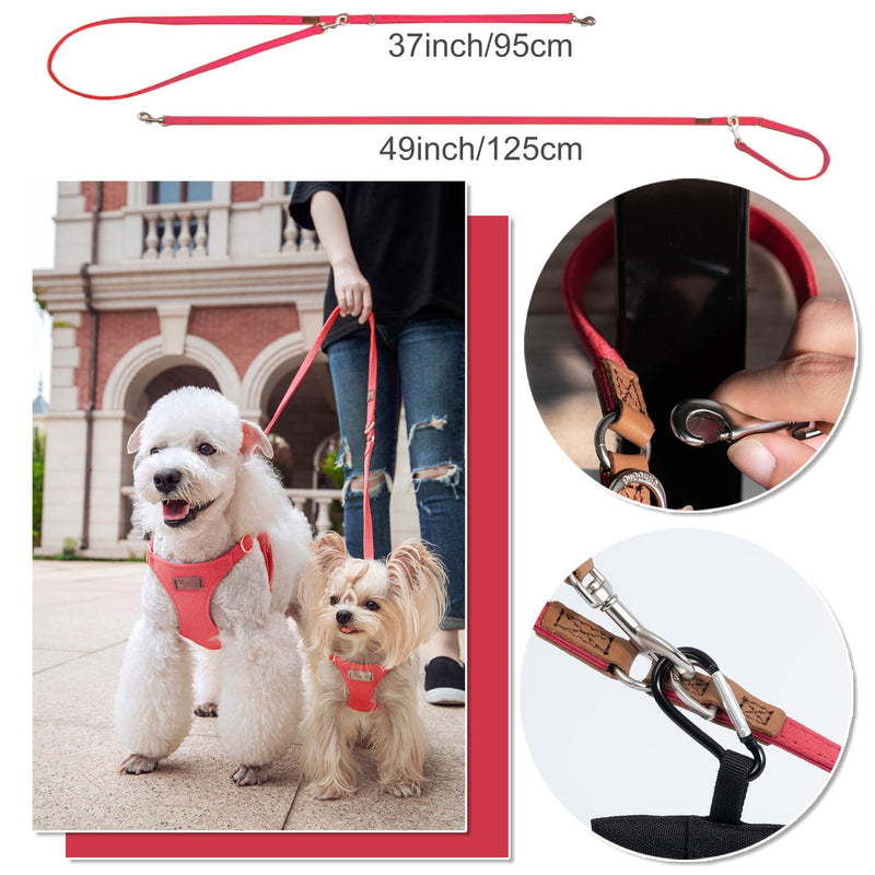 Puppytie No Pull xs Dog Harness with Multifunction Dog Leash,Soft Adjustable No Choke Escape Proof Pet Harness Vest,red-Camellia,XS red-camellia XS(4.5-11lb? - PawsPlanet Australia