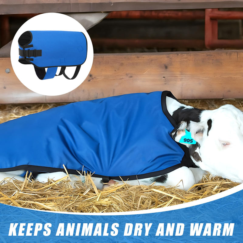 Weatherproof Goat Blanket for Winter Sheep and Calf Blanket Soft Fleece Lining Goat Coat for Show Goats, Pets & Livestock Adjustable Belly Straps for Secure Fit (Navy Blue,Size M) Navy Blue Size M