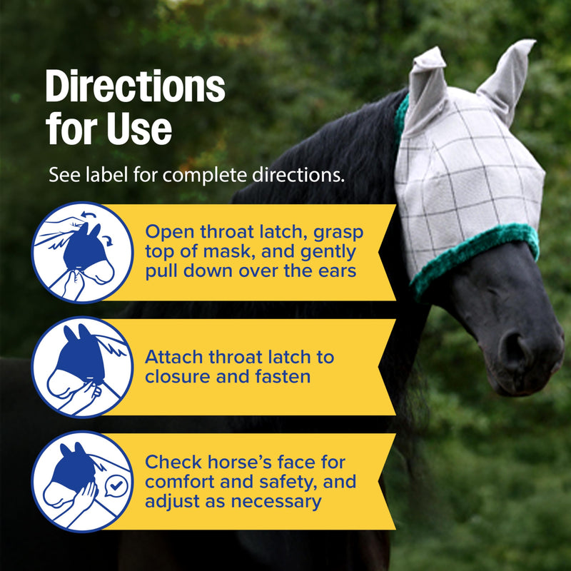 Farnam SuperMask II Classic Horse Fly Mask with Ears, Arabian size, Assorted