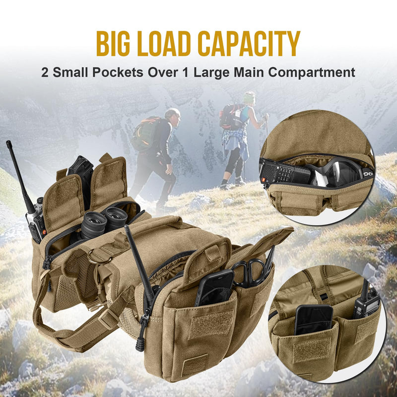 ONETIGRIS Dog Hiking Backpack, Dog Pack for Medium Large Dogs, HOPPY CAMPER 3.0 Dogs Saddle Bag Harness Outdoor Hiking (M, Brown) - PawsPlanet Australia