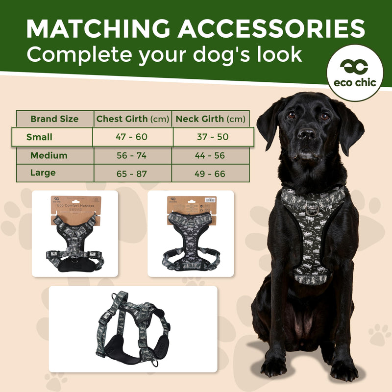 Eco Chic Recycled Comfort Pet Harness Adjustable No-Pull Reflective Padded Dog Vest Harness (4x4 Black Small)