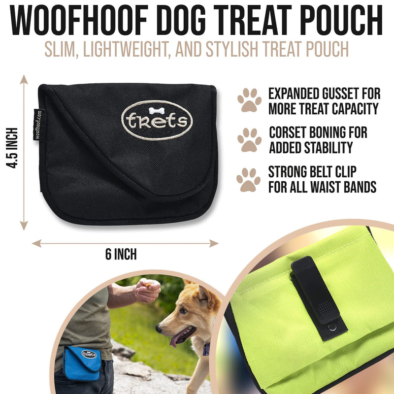 Dog Treat Pouch, Black Training Treat Pouch - Clip On Dog Treat Holder, Innovative No Spill Design, Magnetic Flap, Expandable Gusset, Made of Durable Nylon, Machine Washable