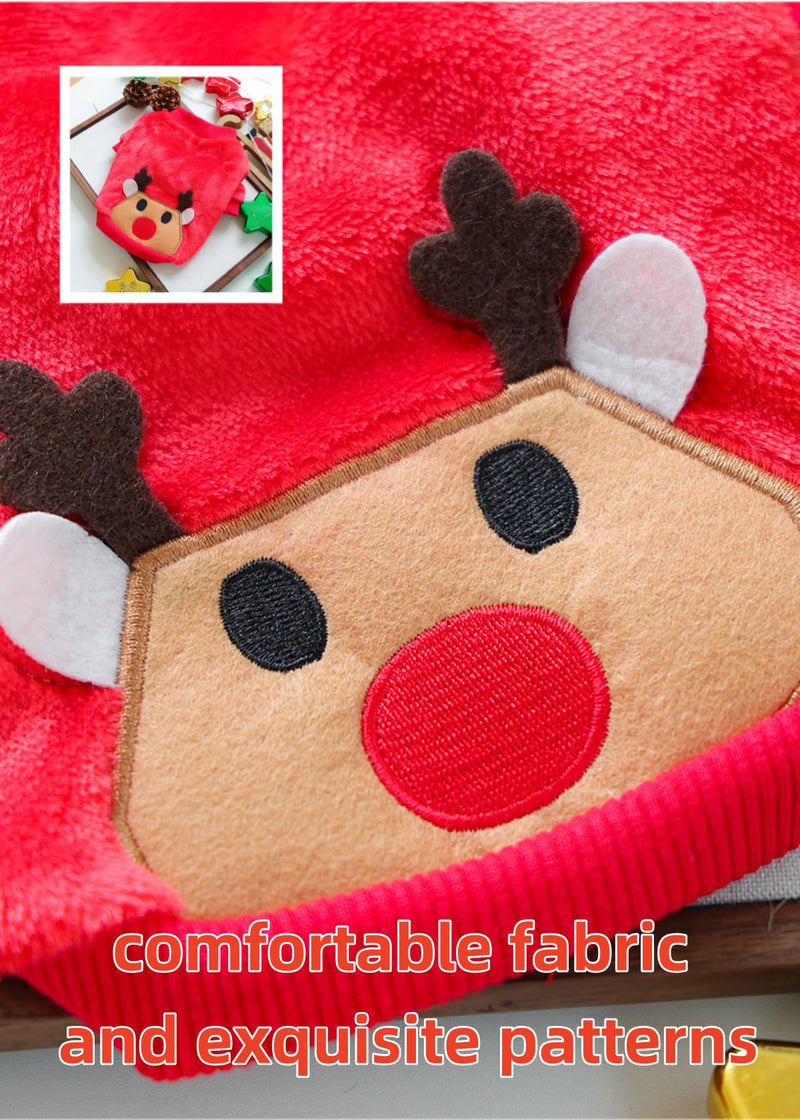 Holiday Christmas Reindeer Fleece Pet Sweater - Warm Pet Outfit for Dogs and Cats, Soft Fleece Pet Clothing for Winter, Festive Pullover Apparel for Furry Friends (Large, Christmas Reindeer Coat) Large - PawsPlanet Australia