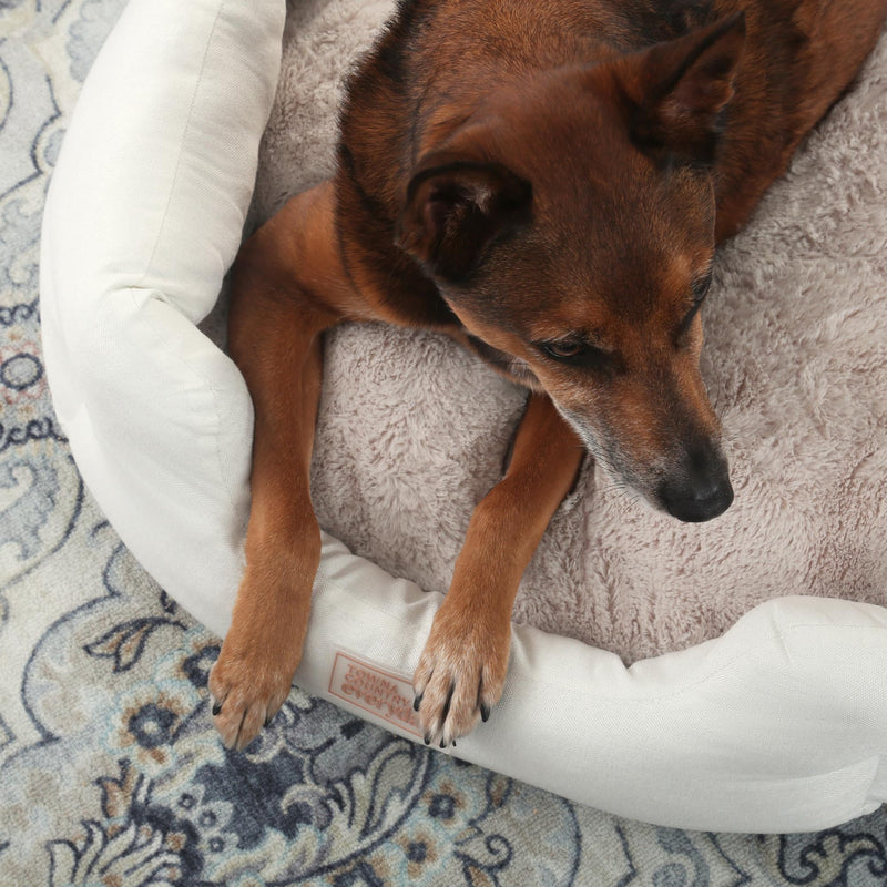 TOWN & COUNTRY EVERYDAY CuddleTown Faux Linen Comfy Cozy Cuddler Pet Bed, Supportive & Calming, Non-Slip Bottom, Machine Washable Cover, Cream, Small 22"x20"x7" - PawsPlanet Australia