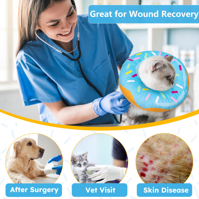 Cat Cone Collar Soft, Cat Recovery Collar for Wound Healing Cute Cat Donut Adjustable Cat Cones to Stop Licking Comfortable Lightweight Neck Elizabethan Collars for Cats Kittens After Surgery Small Blue - PawsPlanet Australia