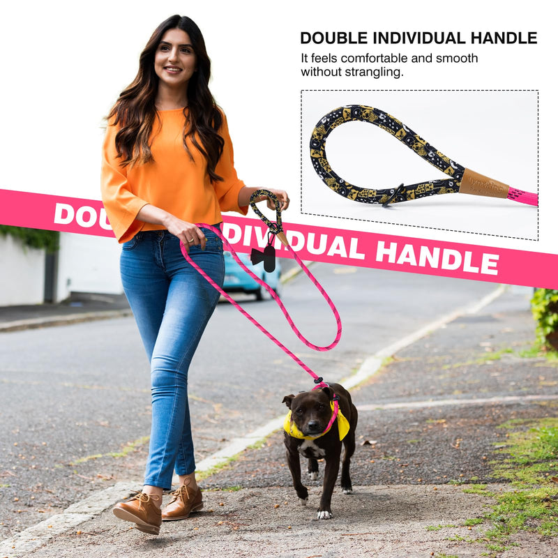 lynxking Slip Lead Dog Leash Reflective, Heavy Duty Comfortable Strong Rope Leash for Large, Medium Small Dogs No Pull Pet Training (Pink, Large 1/2in x 6ft-Slip Lead) Pink - PawsPlanet Australia