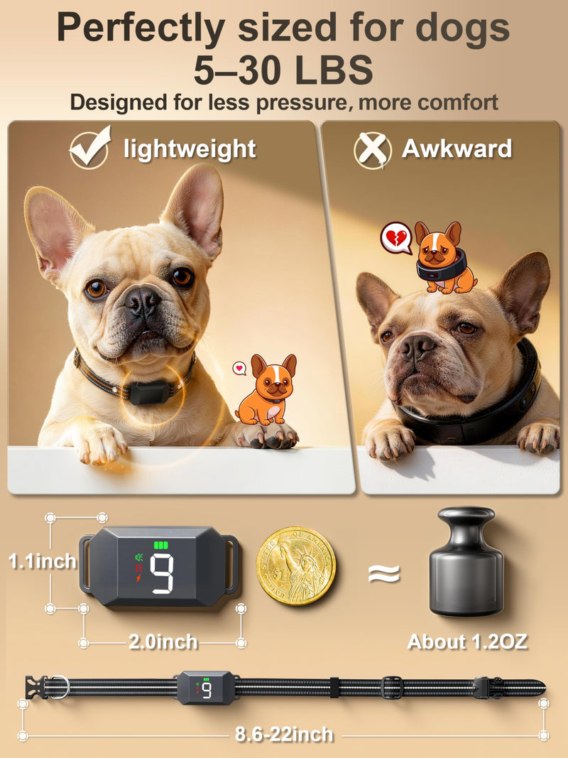 Small Shock Collar for 2 Small Dogs(5-30Lb), Dog Training Collar with Remote for Small & Medium Dogs, 3 Channels, Waterproof, Rechargeable, Collar with Beep, Vibration, Safe Shock,1300ft