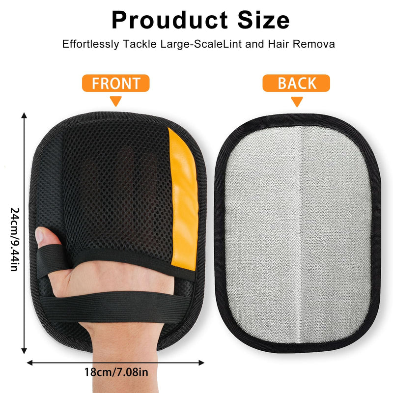 2 Pack Electrostatic Pet Hair Removal Gloves, Upgrade Magic Brush Pet Hair Remover Tool, Washable Reusable Cats and Dogs Grooming Gloves for Laundry, Couch, Car Seat, Furniture 2 Pcs-Black Yellow - PawsPlanet Australia