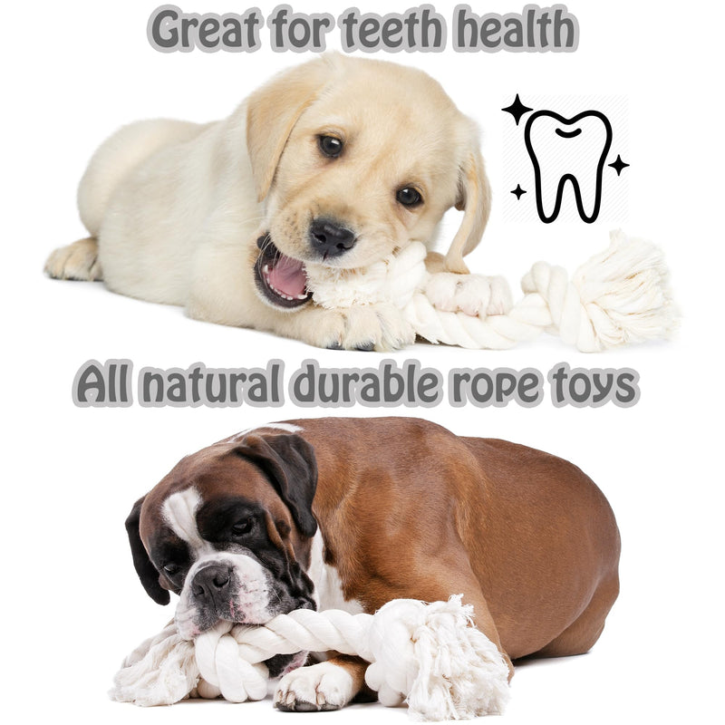 Barida Pet Supplies 100% Natural Cotton Rope Dog Toys, Premium White Cotton Dog Chew Toys, Puppy Chew Toys for Teething, Puppy Toys Small Dogs, Medium Dog Toys -Tough Dog Rope Toys Small (12.00") - PawsPlanet Australia