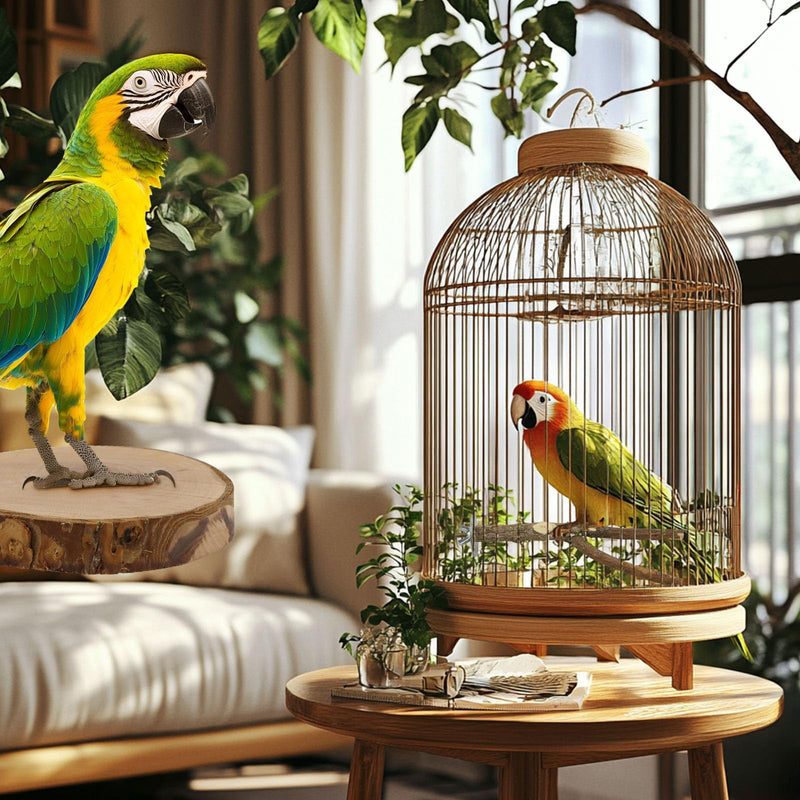 Natural Wood Bird Perches for Cage, Parrot Perch Stand & Platform, Bird Cage Accessories for Parakeets, Cockatiels, Conures, Lovebirds (Brown, Core Perch & Platform - 8PCS) brown - PawsPlanet Australia