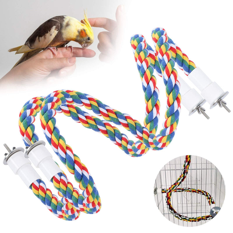 Bird Rope Perches, Colorful Parrot Cage Swing Toys, Comfortable Perch for Cockatiel, 2 Pack 105CM - PawsPlanet Australia