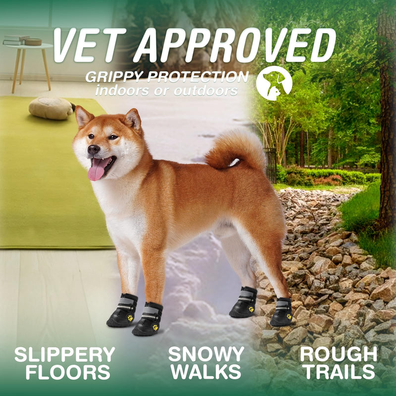 Dog Shoes for Large Dogs, Anti-Slip Dog Boots for Winter Snow, Hot Pavement, Dog Booties & Paw Protectors Black Size 6 Light Black 6(2.55" inner width) for 52-68 lbs - PawsPlanet Australia