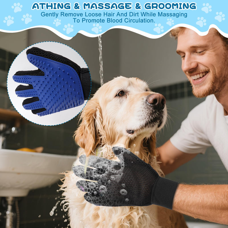 7-in-1 Pet Grooming Kit–Cat Brush,Dog Brush for Shedding,Double-Sided Flea Comb,Dog Nail Trimmers,Dog Bath Supplies–For All Cat And Small/Large Dog Shedding（Blue 7-Blue - PawsPlanet Australia