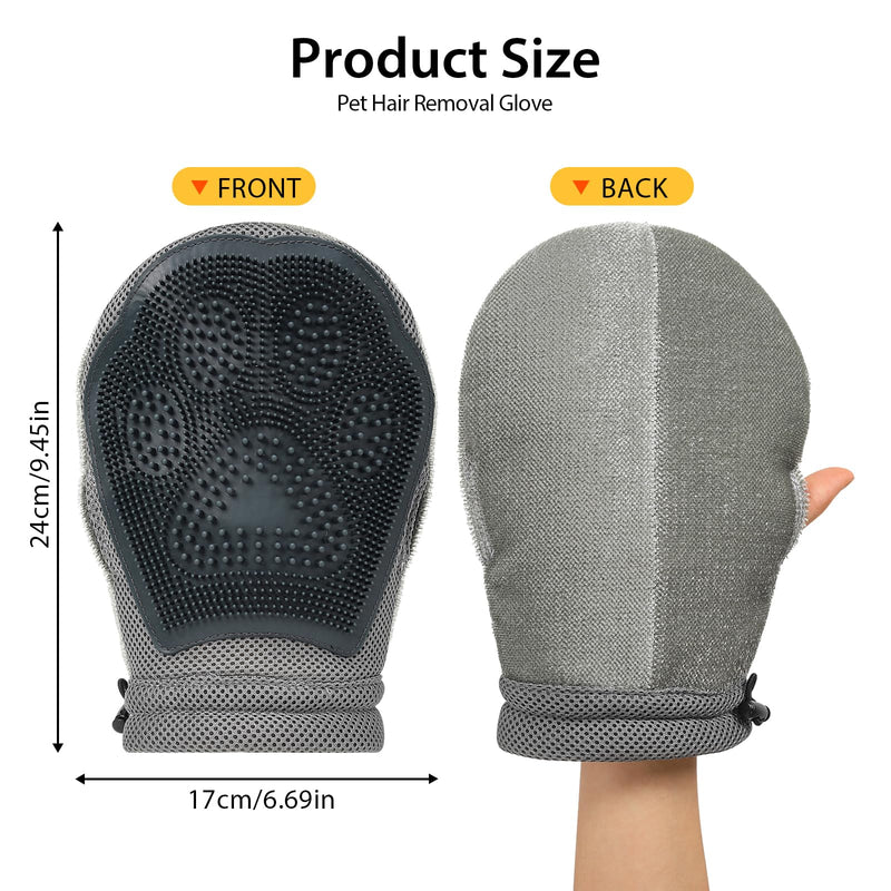 LIANZIMAU Dual Side Pet Hair Remover Glove Electrostatic Pet Hair Remover for Cat Dog Furniture Couch Car Seats Reusable with Thumb Hole Adjustable Wrist Strap (1 PCS) black - PawsPlanet Australia
