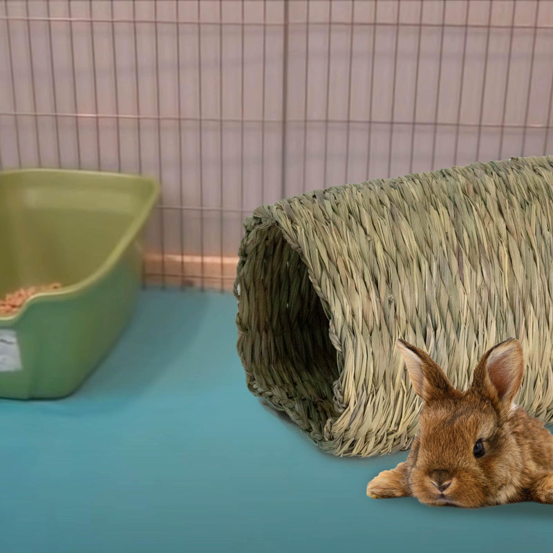 Seagrass House Tunnel Hutch Woven Hut Hay Shelter for Bunny, Rabbits, Guinea pigs, Chinchilla, Rats, Holland Hop, Cockatiels and Small Animals - PawsPlanet Australia