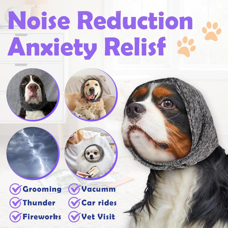 EASY JOY Adjustable Dog Snood, Adjustable Dog Ear Protectors, Ear Muffs for Dogs, Relieve Pet Anxiety, Blue L Large