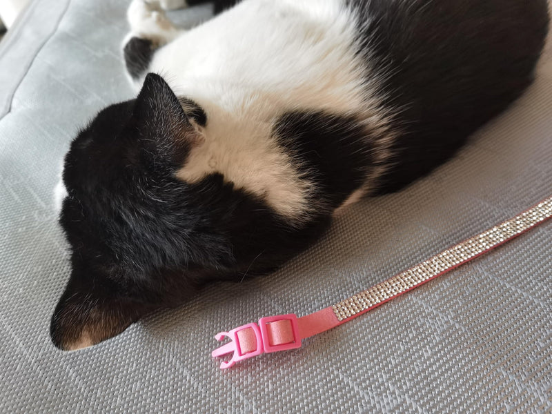 Rhinestone Cat Collar Breakaway with Bell Safety Buckle, Adjustable Diamond Girl Kitty Collar Quick Release for Kitten Tiny Little Pets, 6"-9" Pink Extra Small XS, adjustable range 6"-9" Pink, Pack of 1 - PawsPlanet Australia