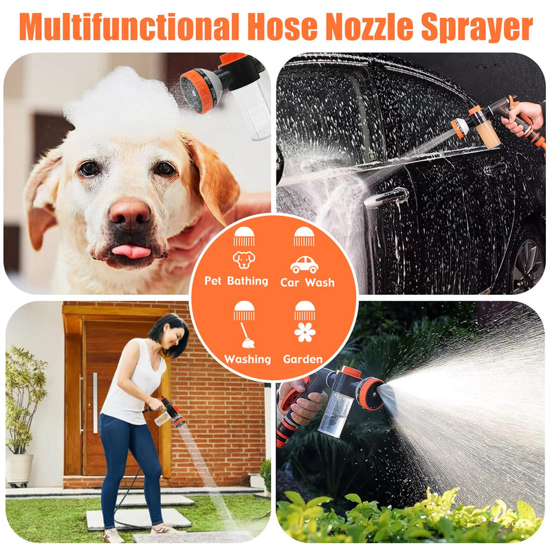 Dog Washing Hose Attachment for Pet Bathing with Black Shower Diverter, Pup Dog Wash Hose Nozzle Shampoo Sprayer for Indoor Outdoor Pet Shower, Dog Shower Attachment with Dog Brush - PawsPlanet Australia