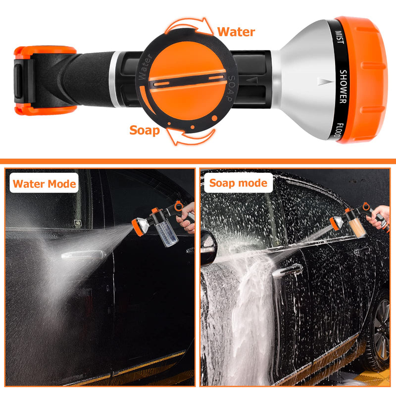 Upgrade Dog Washing Hose Attachment Soap Dispenser, Dog Wash Hose Attachment with Pet Bath Brush Car Wash Mitt and Dog Comb for Showering Pet (Hose Not Include) orange - PawsPlanet Australia