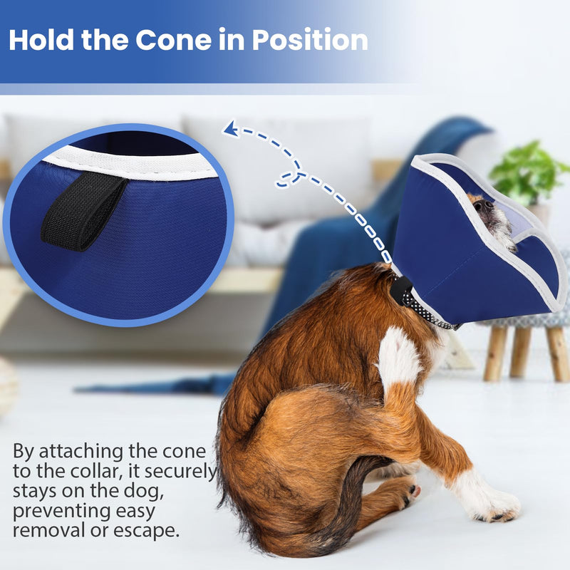 BARKLESS Dog Cone, Dog Cones for Small Medium Large Dogs, Cones for Puppies and Kittens after Surgery to Stop Licking, Adjustable Neuter Cone Alternatives, Light Recovery Collar, Elizabethan Collar S - Neck: 8½"-10¼" Royal blue