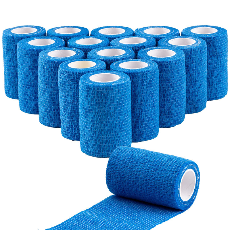 16 Rolls Self Adhesive Bandage Wrap 3 inch, Self Sticking Bandage Wrap, Wound Wrap Self Adherent for Wrist Ankle Sprains, Swelling, Vet Wrap for Horses Pet Animals (Blue) Blue