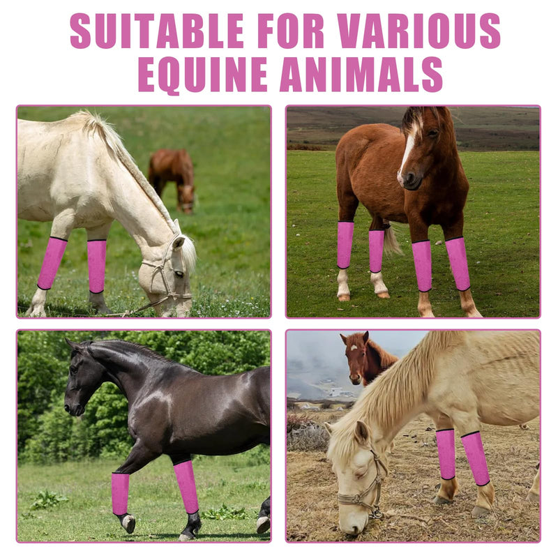 4 Pcs Fly Boots for Horses Mesh Fly Boots for Horses Set of 4 Pony Fly Boots Preventing Flies and Mosquitoes Bites Protect Horses Leggings Breathable Soft and Comfortable Pink