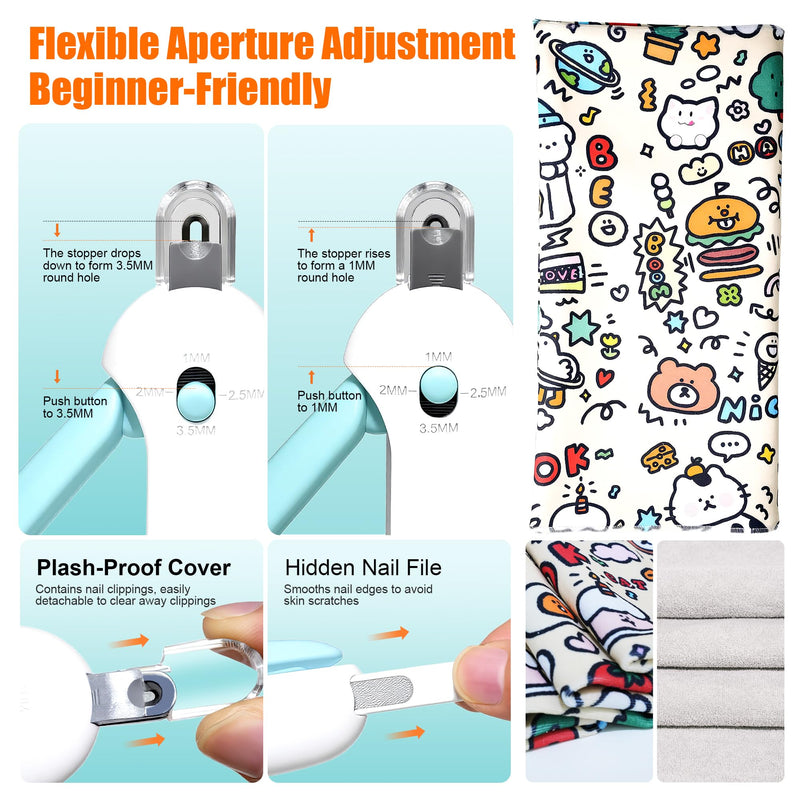 Cat Grooming Wrap Set - 27.6" Cat Burrito Wrap & Cat Nail Clipper with Hidden Nail File, Adjustable Size & 3 Cutting Holes | Safe Anti-Scratch Anti-Escape Toenail Trimmer for Kittens & Indoor Cats - PawsPlanet Australia