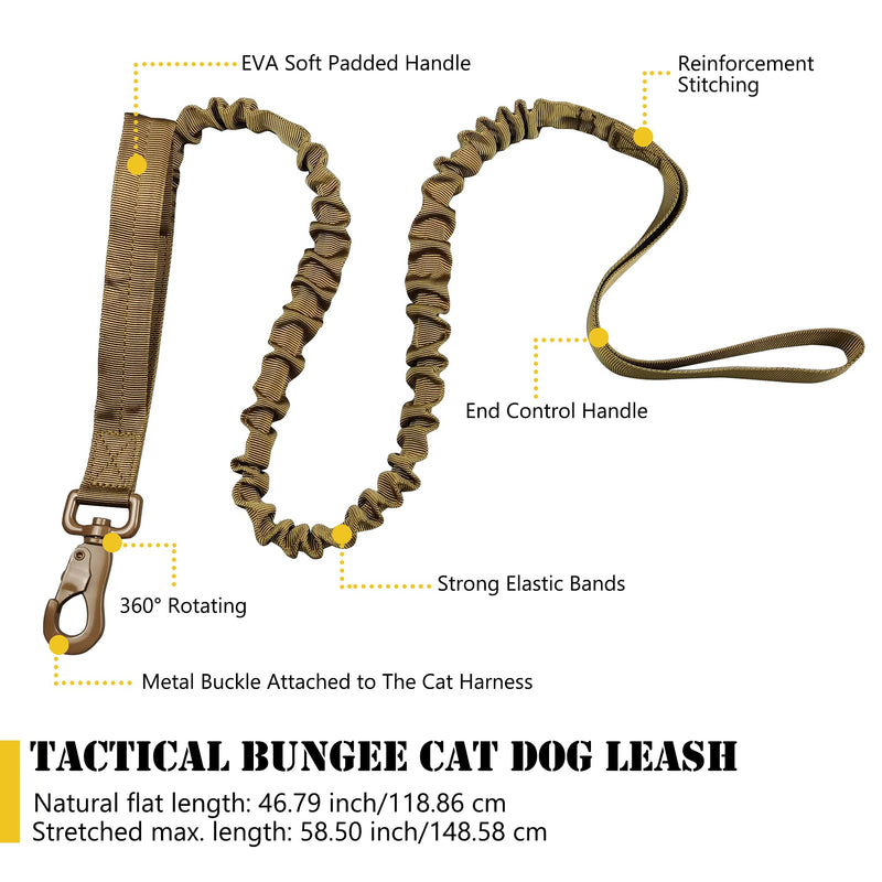 Tactical Cat Harness and Leash for Walking Escape Proof, Adjustable Military K9 Pet Vest Harness Easy Control for Large Cat, Puppy and Small Dog (Coyote Brown) Coyote Brown - PawsPlanet Australia