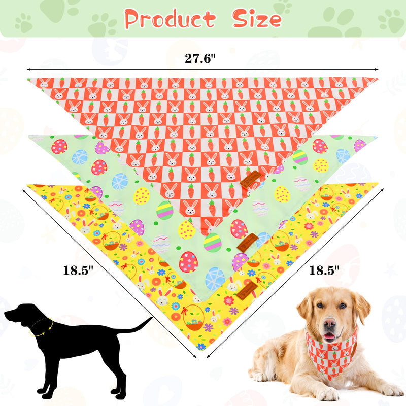 Vehomy Easter Dog Bandanas 3Pack Reversible Pet Spring Scarf Dog Triangle Scarf Puppy Rabbit Easter Egg Carrot Pattern Pet Bandana Bib for Small Medium Large Dogs - PawsPlanet Australia