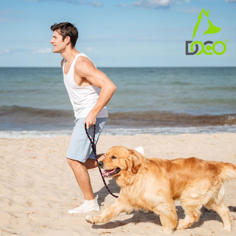 DOCO Dog Leash for Small Dogs - Reflective Rope Lead w/Soft Silicone Grip, Click & Lock Snap Lightweight Leash Dog Leashes, Durable for Walking & Running - Blue, Width - 3/8”, Length - 5FT S-5ft - PawsPlanet Australia