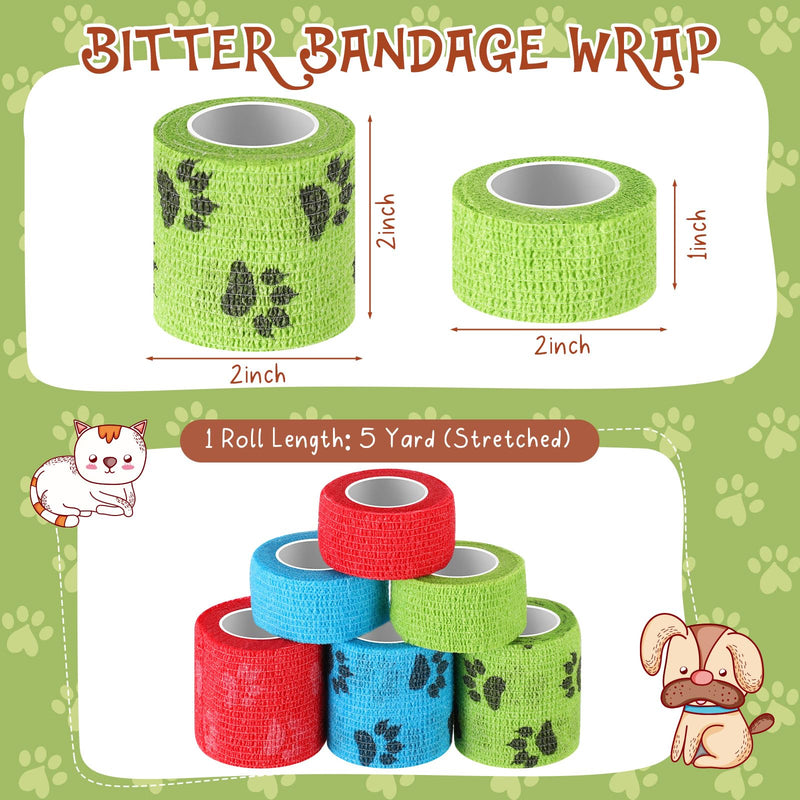 Geiserailie 6 Pcs Self-Adhesive Bandages Bitter Bandage Wrap for Dogs Non-Woven Pet Wrap for Dogs Horses Animals Ankle Sprains and Swelling - PawsPlanet Australia