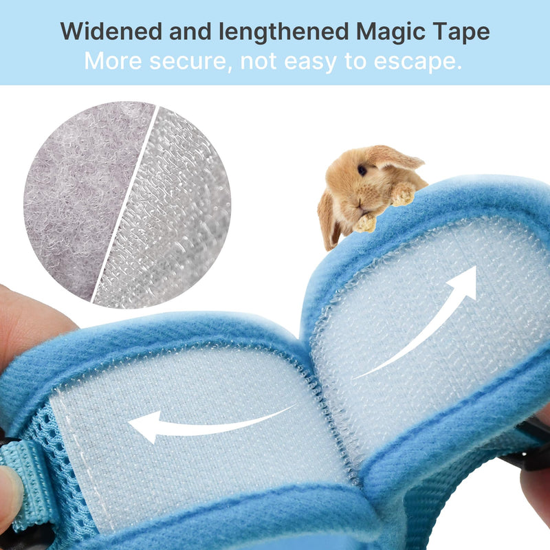 AIITLE Lightweight Escape Bunny Harness and Leash Set - Air Mesh Vest with Double D-Rings, Adjustable & Magic Tape Design, for Ferret/Cat/Puppy Training and Hiking Adventures, Blue L - PawsPlanet Australia